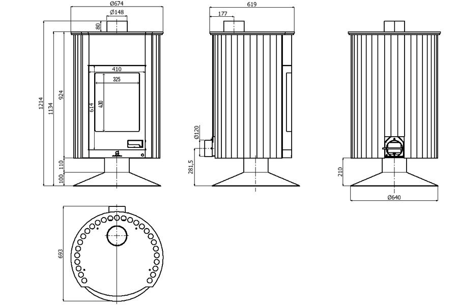 Krbová kamna MASTERFLAMME ® Grande II, černá