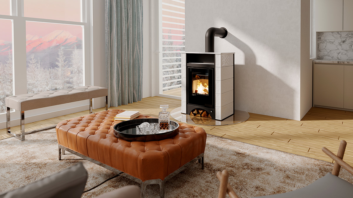 Kachlová kamna AQUAFLAM VARIO ® PERU 11/7kW, kachle bílá