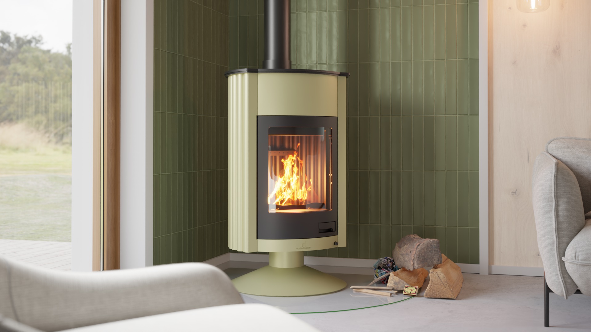 Krbová kamna MASTERFLAMME ® Grande II, olivová