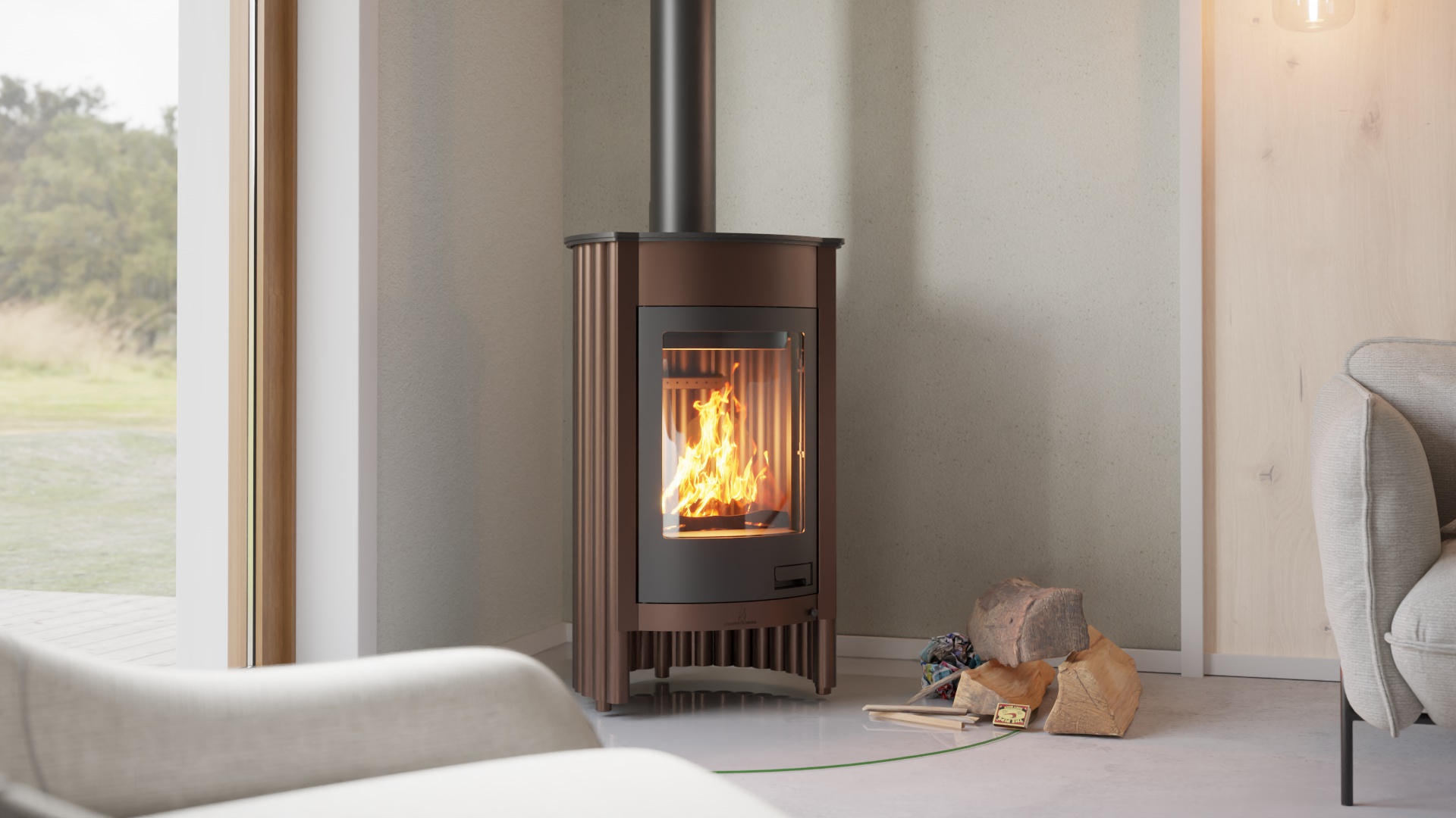 Krbová kamna MASTERFLAMME ® Medie I, hnědá - sametová