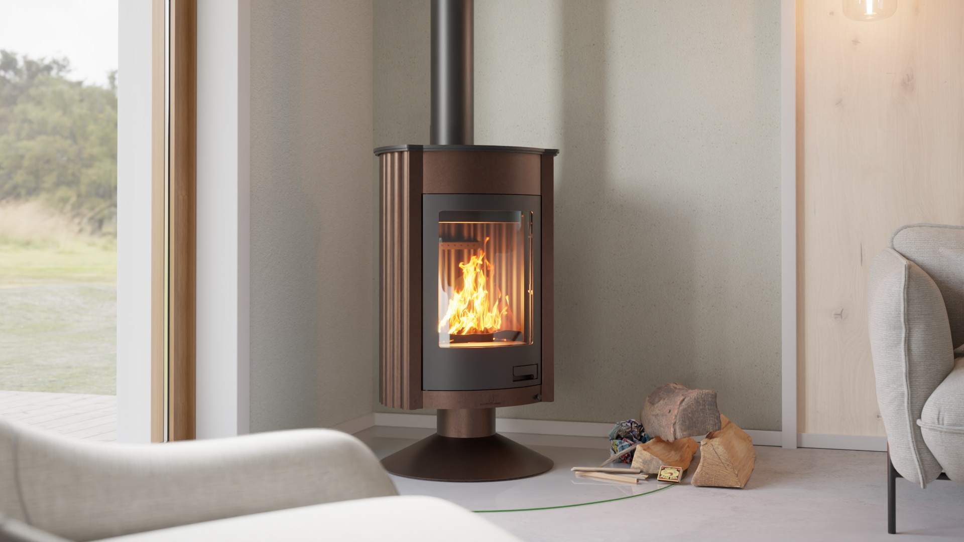Krbová kamna MASTERFLAMME ® Medie II, hnědá - sametová