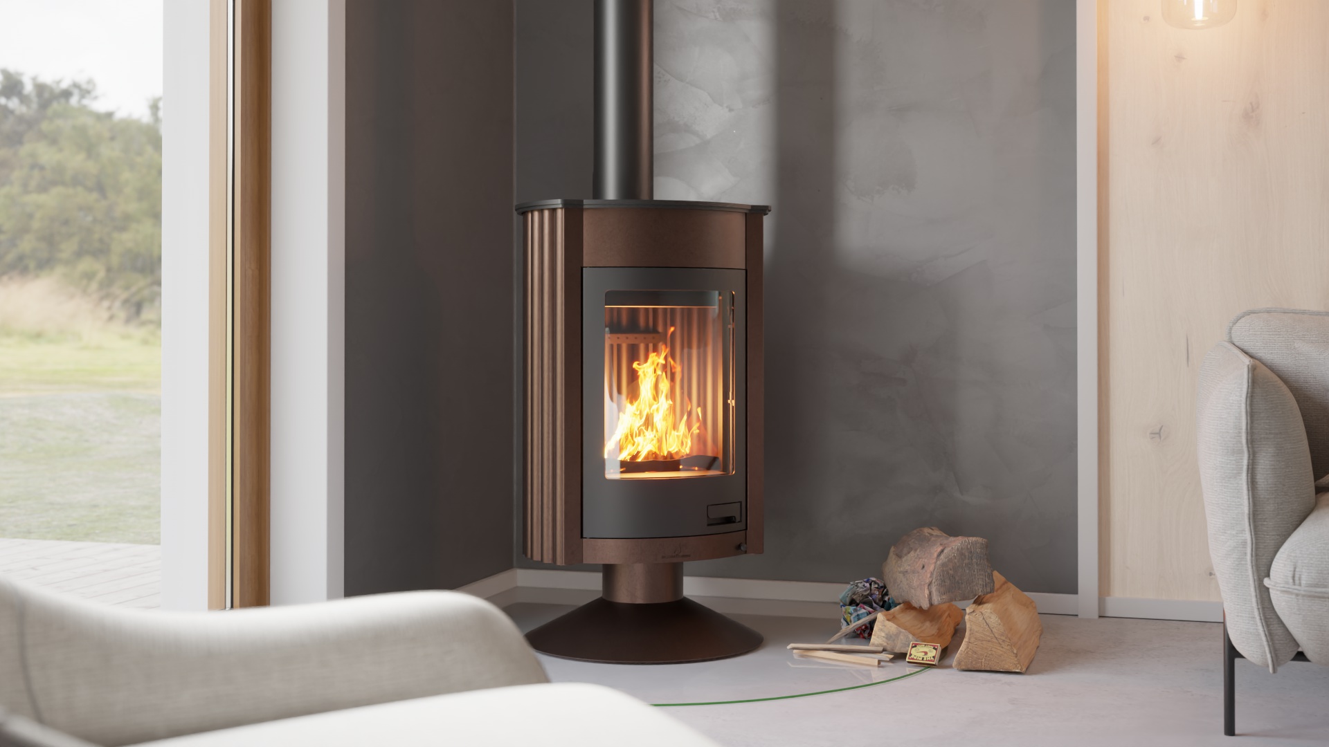 Krbová kamna MASTERFLAMME ® Medie II, hnědá - sametová