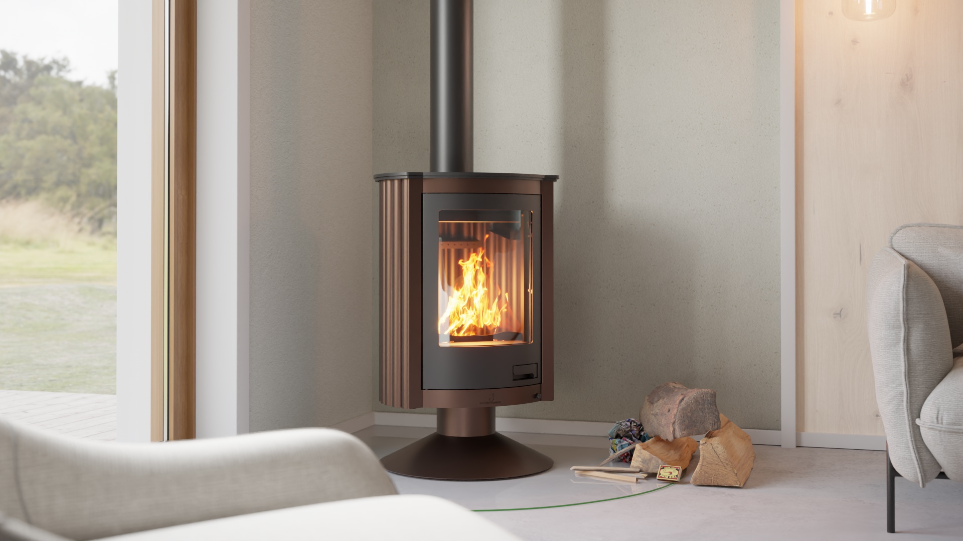 Krbová kamna MASTERFLAMME ® Piccolo II, hnědá - sametová