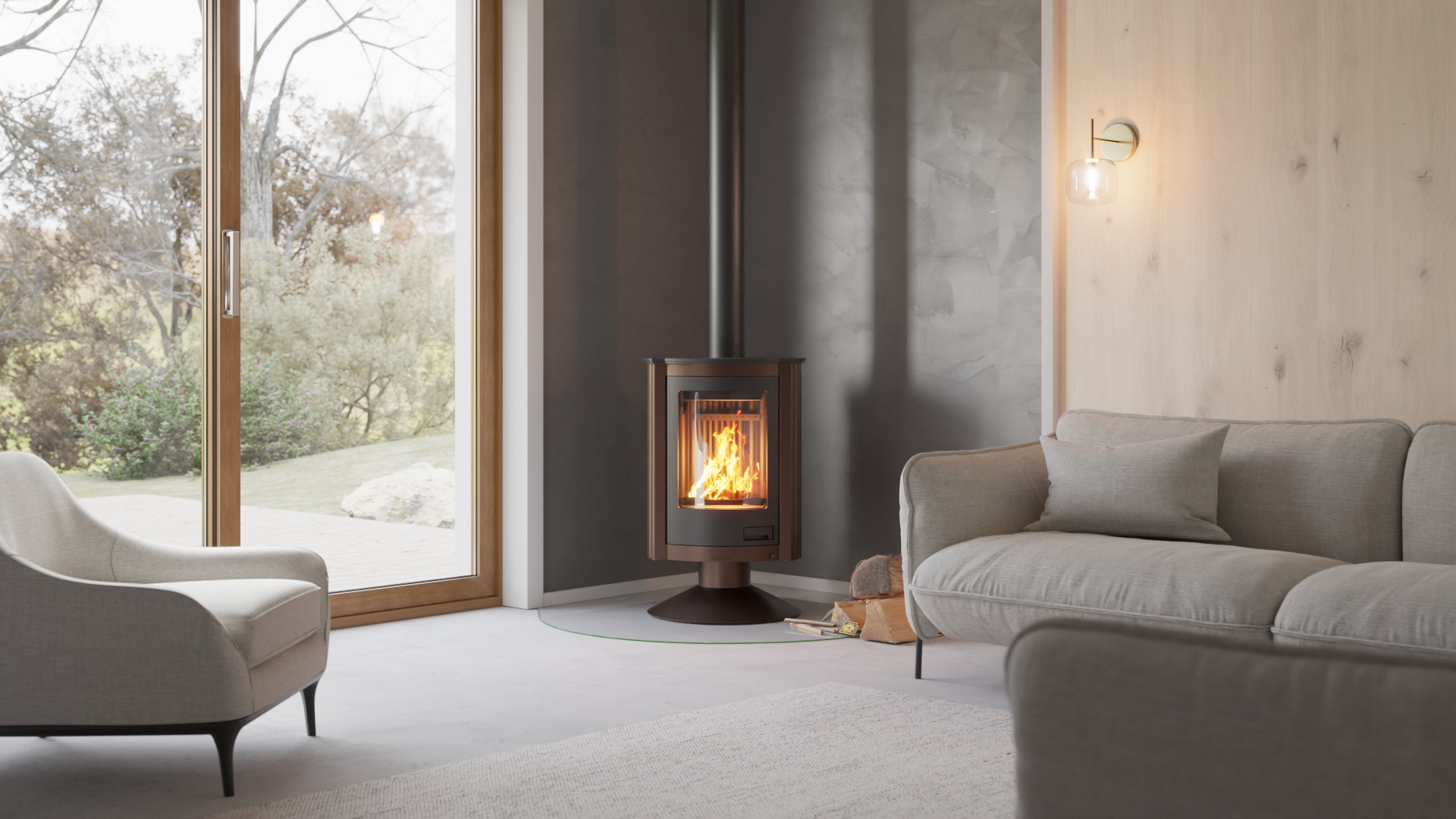 Krbová kamna MASTERFLAMME ® Piccolo II, hnědá - sametová