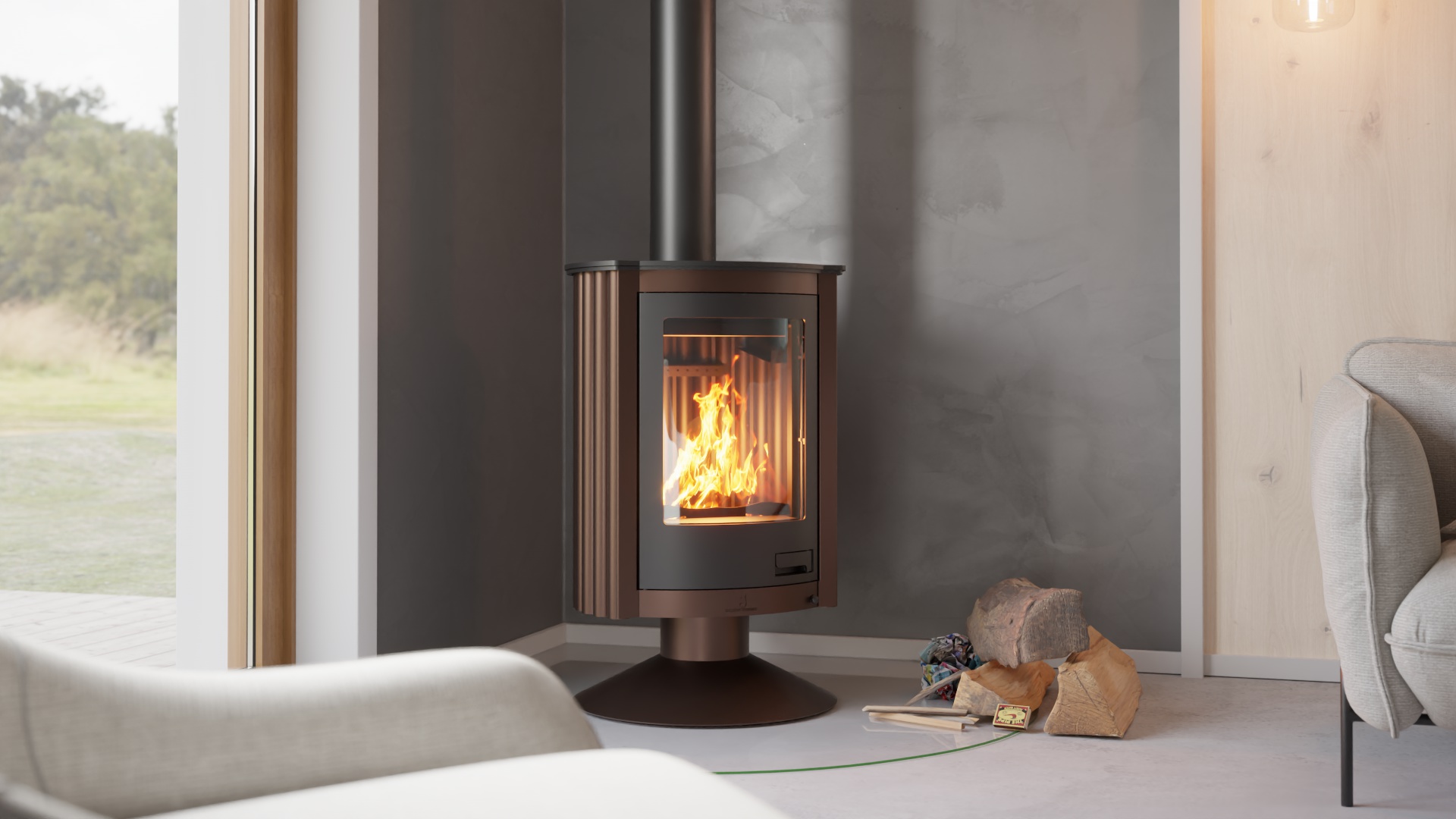 Krbová kamna MASTERFLAMME ® Piccolo II, hnědá - sametová