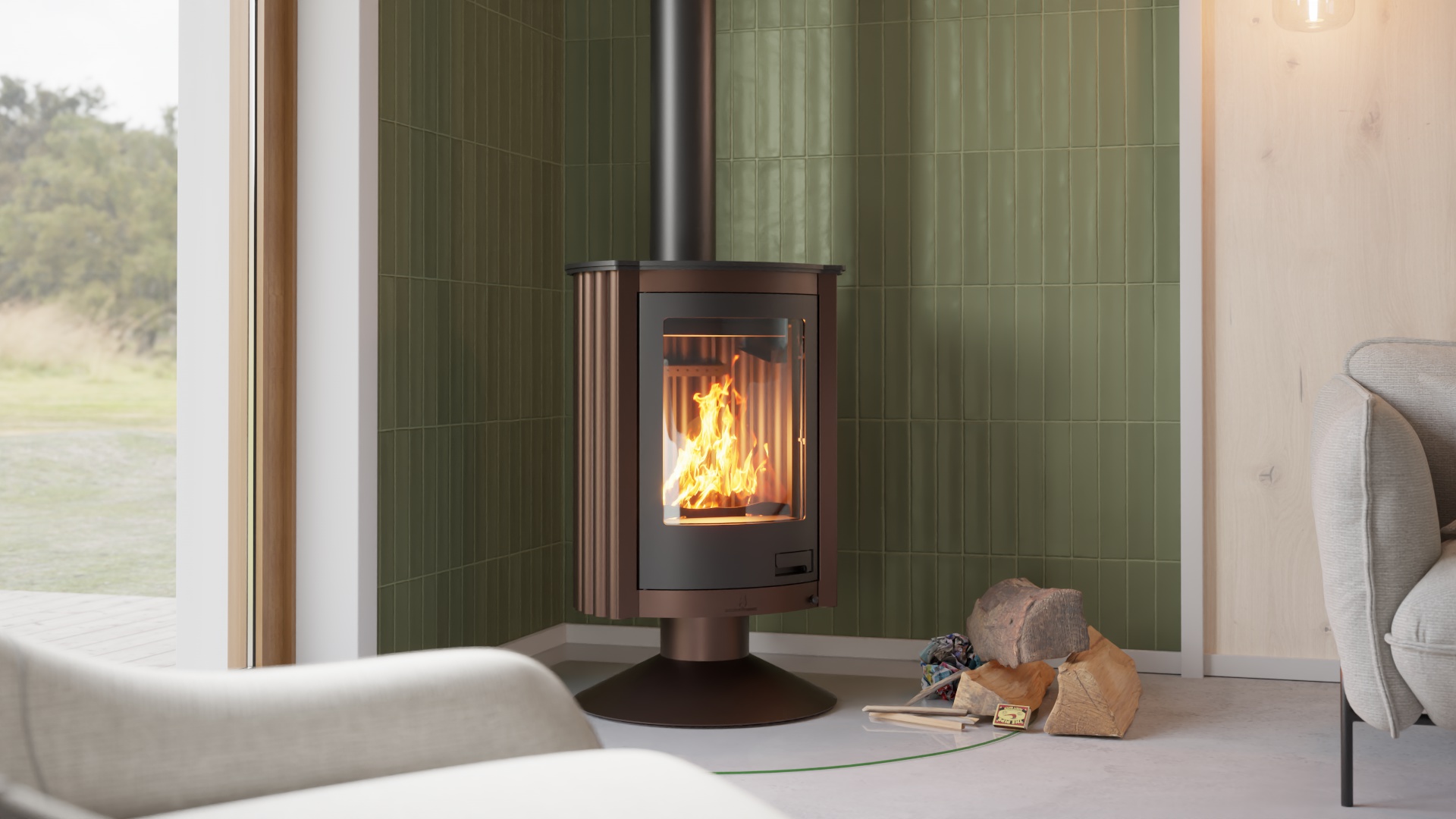 Krbová kamna MASTERFLAMME ® Piccolo II, hnědá - sametová