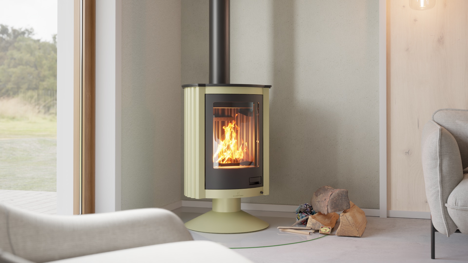 Krbová kamna MASTERFLAMME ® Piccolo II, olivová