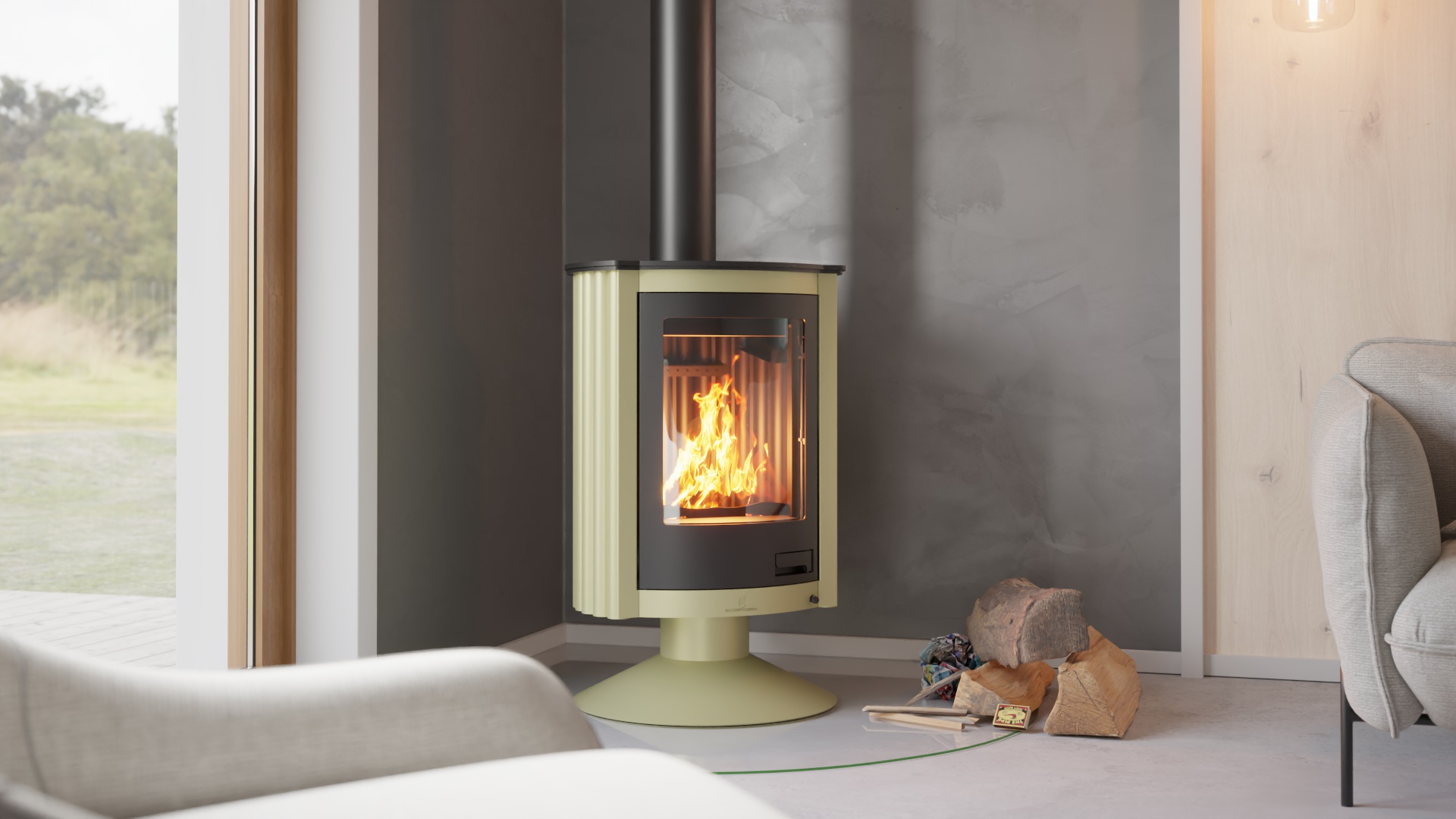 Krbová kamna MASTERFLAMME ® Piccolo II, olivová